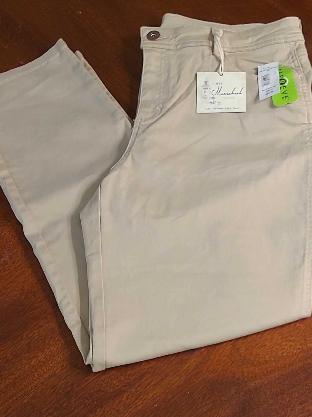 NWT Caffe Marrakesh Straight Leg Carpenter Pants Beige Utility Tan Cargo Size 12